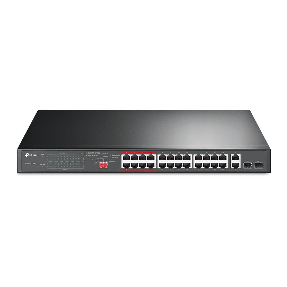 tp-link-sl1226p-24-port-10-100-mbps-2-port-gigabit-rackmount-switch-with-24-port-poe-ประกันศูนย์ตลอดอายุการใช้งาน