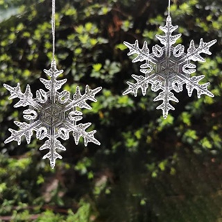 จี้อะคริลิคใส รูปเกล็ดหิมะ สุขสันต์วันคริสต์มาส สําหรับตกแต่งบ้าน เทศกาลปีใหม่ DIY 6 ชิ้น ต่อชุด