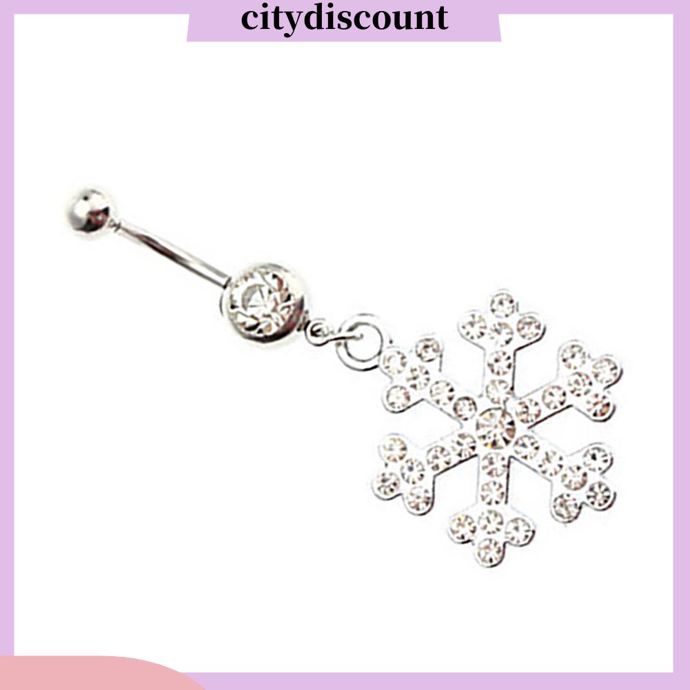 lt-citydiscount-gt-จิวสะดือ-จิวสะดือ-เจาะสะดือ-รูปเกล็ดหิมะ-ประดับพลอยเทียม-สําหรับผู้หญิง