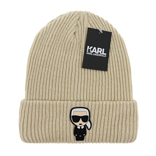 Karl Lagerfeld หมวกบีนนี่ลําลอง ผ้าถัก ให้ความอบอุ่น แฟชั่นฤดูหนาว สไตล์ฮิปฮอป สําหรับผู้หญิง และผู้ชาย