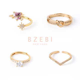 BZEBI แหวนผู้หญิง แฟชั่น พลอย ปรับขนาดได้ มินิมอล สแตนเลส แต่งงาน แฟชั่นผู้หญิง สไตล์เกาหลี เครื่องประดับ หรูหรา ดีไซน์มินิมอล สําหรับผู้หญิง 1063r