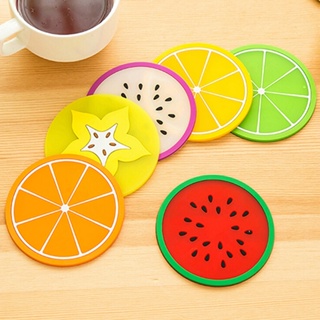 【AG】Jelly Color Fruit Shape Coasters Creative Skid Insulation Silica Gel Cup Mat