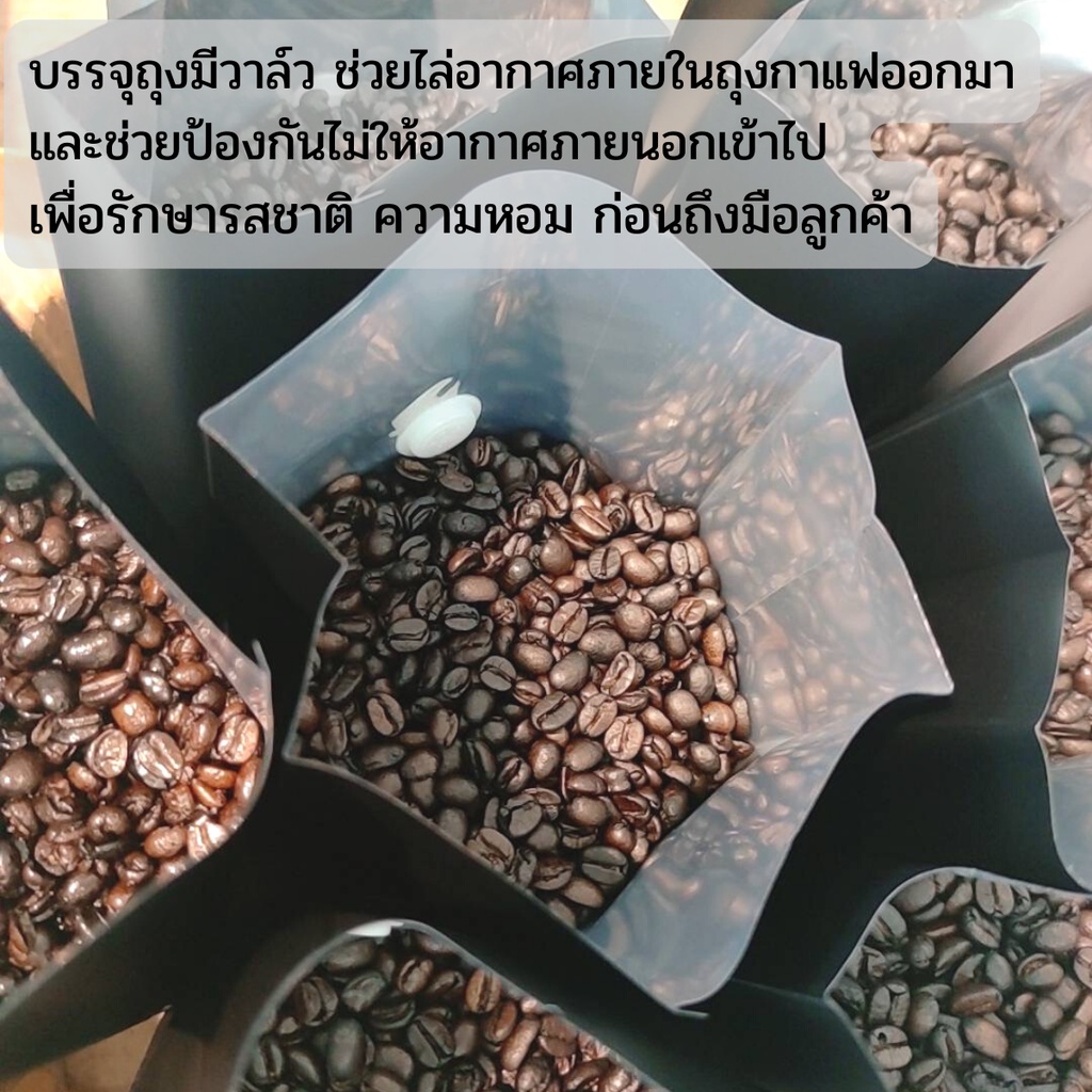 ภาพสินค้าเมล็ดกาแฟดอยช้าง เมล็ดกาแฟอราบิก้า100 % คั่วใหม่ เมล็ดกาแฟสดคั่วบด สูตรเบลนด์อาราบิก้า คั่วกลาง+คั่วเข้ม ถุงติดวาล์ 250g จากร้าน zeller359 บน Shopee ภาพที่ 7