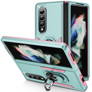 เคสโทรศัพท์มือถือแบบแข็ง กันกระแทก พร้อมแหวนขาตั้ง สําหรับ Samsung Galaxy Z Fold 4 [3 in 1] Galaxy Z Fold 4