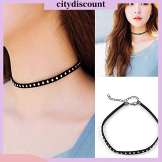 <citydiscount>  สร้อยคอโชคเกอร์สีด ํา Flocked สําหรับผู้หญิงสร้อยคอ