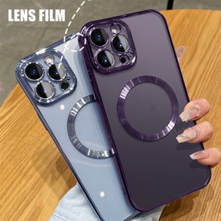 112.เคสโทรศัพท์มือถือแบบนิ่ม ใส ชุบไฟฟ้า ป้องกันเต็มเลนส์ กันกระแทก สําหรับ iphone 13 12 Pro MAX 11 14 Pro MAX 14PROMAX