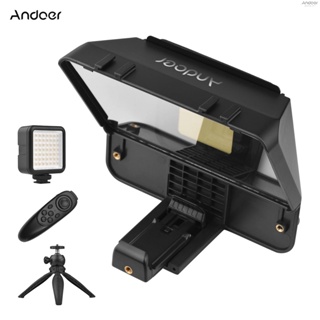 Andoer A10 ชุดพรอมพ์เตอร์กล้อง DSLR พร้อมที่วางโทรศัพท์ ไฟ LED ขาตั้งกล้อง รีโมตคอนโทรล สําหรับบันทึกวิดีโอ Vlog ถ่ายทอดสด อินเตอร์เฟส