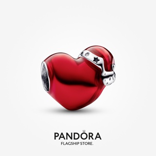 Pandora เครื่องราง โลหะ สีแดง ของขวัญวันคริสต์มาส สําหรับผู้หญิง p804