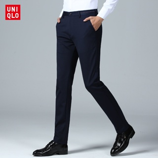 Uniqlo กางเกงขายาวลําลอง แบบบาง เข้ารูป สวมใส่สบาย สไตล์นักธุรกิจ แฟชั่นสําหรับผู้ชาย