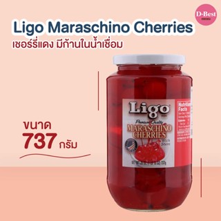 Ligo Maraschino Cherries เชอรี่แดงมีก้านในน้ำเชื่อม 737 กรัม