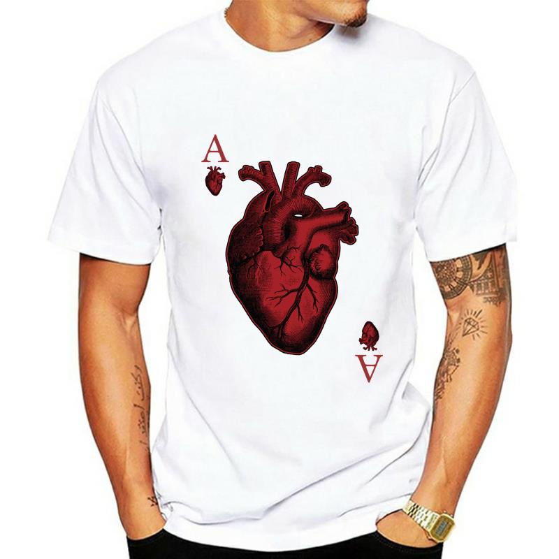 เสื้อยืดพิมพ์ลายแฟชั่น-เสื้อยืด-พิมพ์ลายกราฟฟิค-ace-of-hearts-สําหรับผู้ชาย