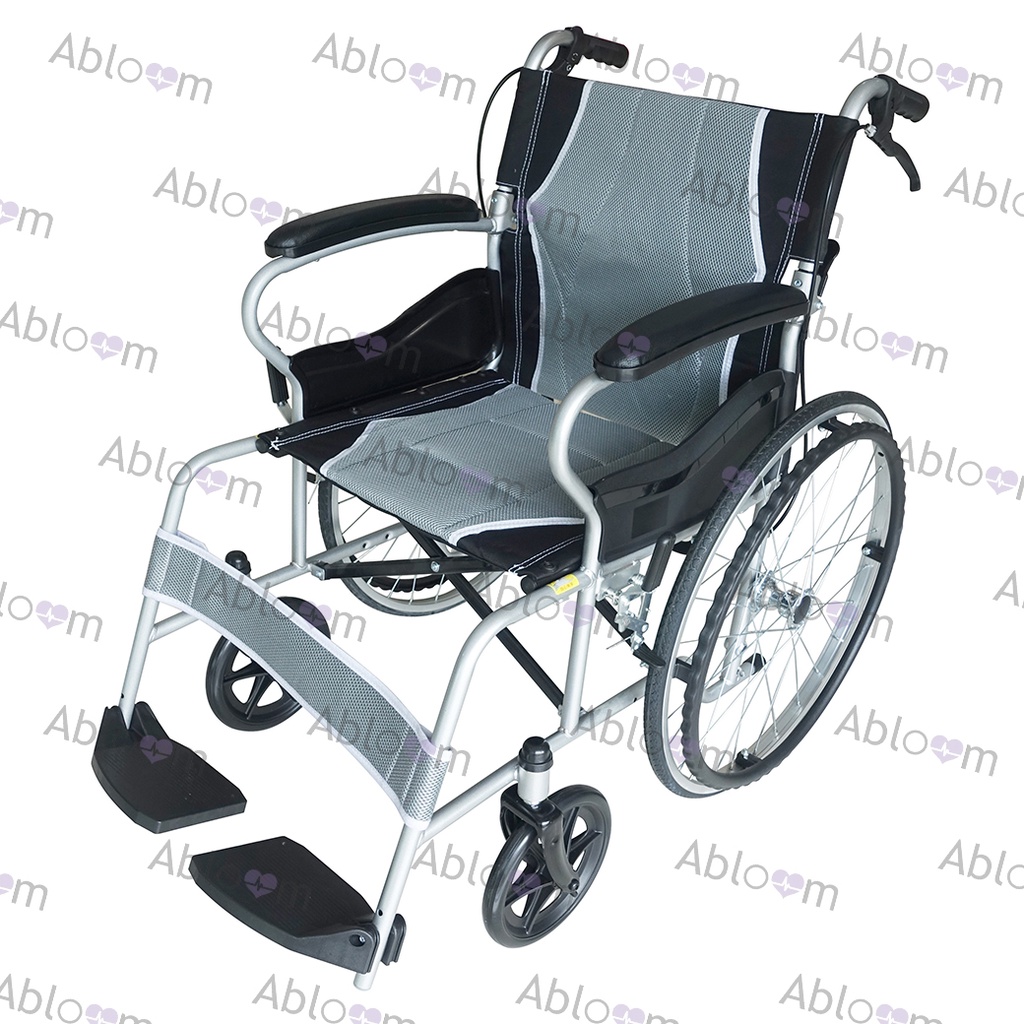 ส่งฟรี-รถเข็น-ผู้ป่วย-น้ำหนักเบา-พับพนักพิงหลังได้ล้อใหญ่-deluxe-lightweight-foldable-steel-wheelchair