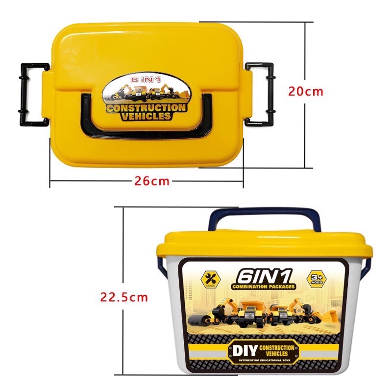 รถของเล่น-diy-ของเล่น-รถบรรทุกเด็ก-6in1-พร้อมกล่องบรรจุในตัว