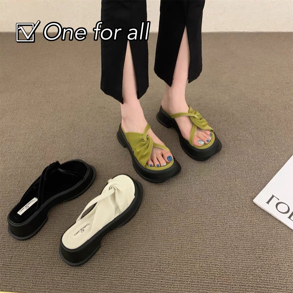 ภาพหน้าปกสินค้าOne for all พร้อมส่งจากไทย TX373 รองเท้าแตะแฟชั่น สีสวย ส้นสูง(ส้น 5.5ซม)ใส่แล้วสวย สไตล์เกาหลี รองเท้าแตะลําลอง เปิดนิ้