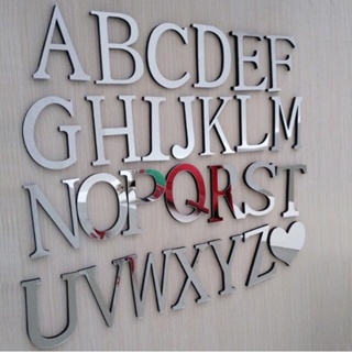 【AG】Popular Wedding English Love Letters Home Decor 3D Mirror Wall Stickers Alphabet