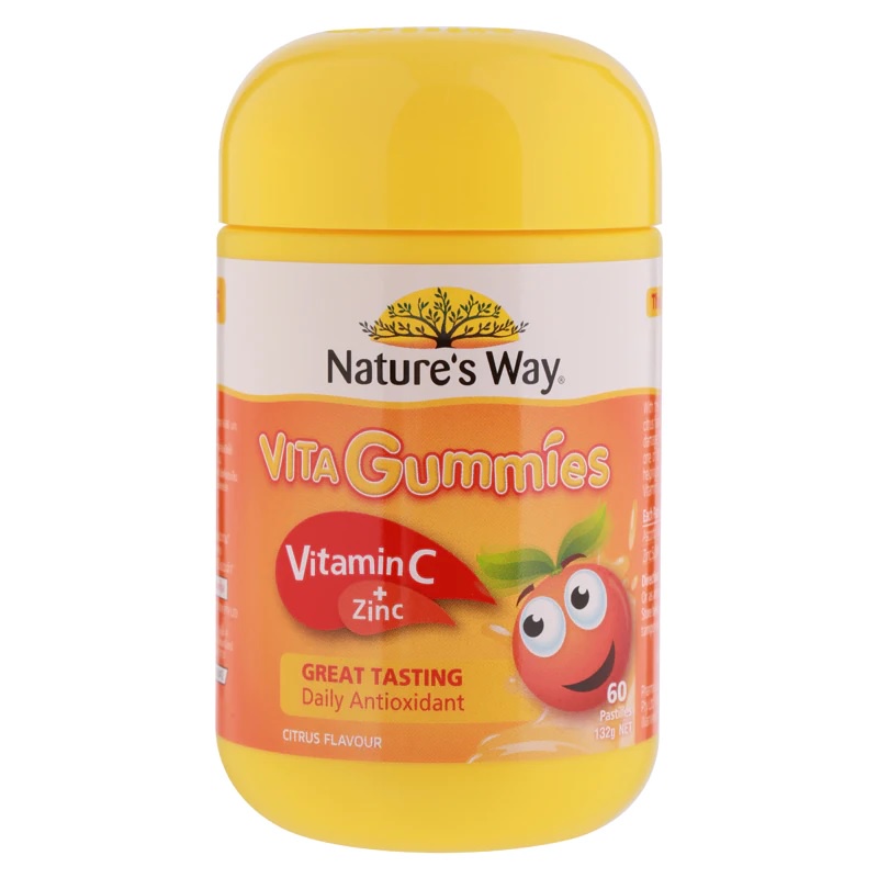 ราคาและรีวิวNature's Way Vita Gummies Vitamin C + Zinc เนเจอร์ เวย์ วิตามินซี ธาตุเหล็ก เยลลี่ สำหรับเด็ก 60 เม็ด 17788