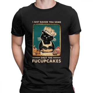 เสื้อเด็กหญิง แมวดําฉันเพิ่งอบคุณบางคนปิด Fucupcakes เสื้อยืดผู้ชายผู้หญิงลําลองด้านบนฤดูร้อนแขนสั้น tshirt футболка cam