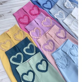 🌸สีใหม่!! Lover pants🌸 กางเกงขายาวเอวสูงขากระบอก กระเป๋ารูปหัวใจสุดสวยน่ารัก by Cuteday