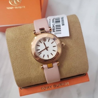 (ผ่อน0%) นาฬิกา Tory Burch Tbw9008 Classic T Pink Watch หน้าปัดกลม 30mm. สายหนังสีชมพู