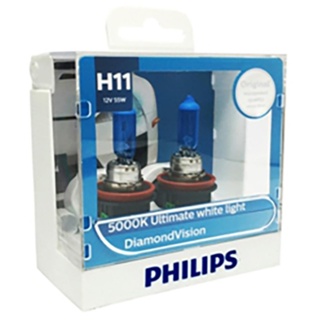 Philips หลอดไฟ รถยนต์ H11 รุ่น DAIMOND VISION แสง 5000K รหัส 12362 DV S2