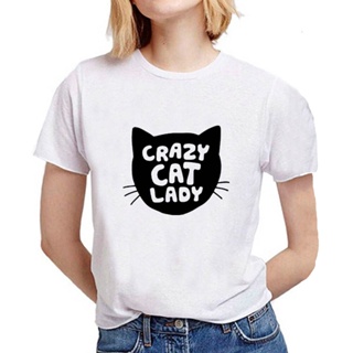 เสื้อผู้ชายเท่ Çılgın kedi bayan grafikli tişört Femme yaz kısa kollu pamuklu T Shirt kadın siyah beyaz tişört kadın üst