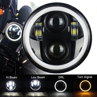 5.75 inch Black LED Headlight Projector Halo Ring High Low Beam Motorcycle 5 3/4&amp;quot; DRL Turn  Signal for Sportster Dy