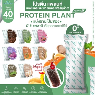 สินค้า PROTEIN PLANT สูตร 2  โปรตีนพืช 8 รสชาติ (แบ่งขาย 1 ซอง 40 กรัม คละรสได้) โปรตีนจากพืช 5 ชนิด ออแกรนิค ปลอดกลูเตน GMO