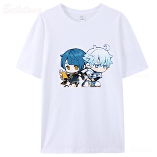 เสือยืดผู้ชาย Genshin-Camiseta de impacto con estampado divertido para niña, ropa de Anime de alta calidad, 100% algodón