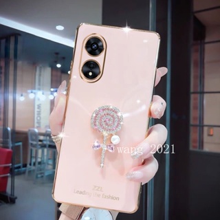Ready Stock New Casing เคส OPPO Reno8 T 5G 4G Reno 8T 8 T 2023 Phone Case Colorful Candy Sweetheart Pearl Rhinestone Lollipop Silicone Plating Soft Case เคสโทรศัพท
