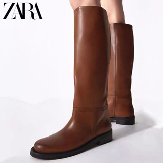 Zara รองเท้าบูท ส้นสูง ส้นหนา หัวกลม สไตล์เกาหลี แฟชั่นฤดูใบไม้ผลิ และฤดูใบไม้ร่วง สําหรับผู้หญิง 2022