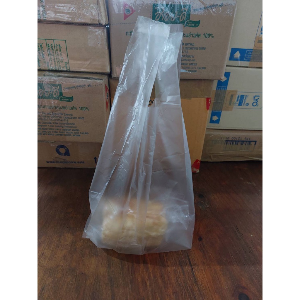 พร้อมส่ง-ถุงหูหิ้ว-บางใส-ถุงพลาสติก-เกรด-a-ตราดาวโปร่ง-ขนาด-12x20-12x26-นิ้ว-บรรจุ-100-ใบ