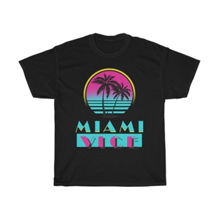 เสื้อผ้าผชเสื้อยืด พิมพ์ลาย Miami Vice Action TV Series Don Johnson สีดํา สําหรับผู้ชายS-5XL
