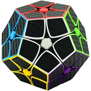 สติกเกอร์คาร์บอนไฟเบอร์ 2x2 Megaminx stickerless Magic Cube Kilominx 2x2 พร้อมสติกเกอร์สีดํา Speed Cube
