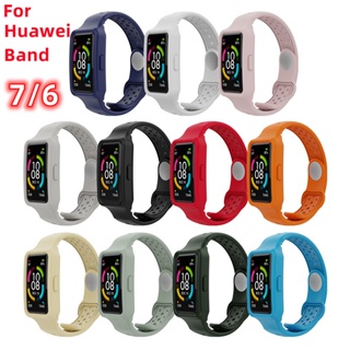 สินค้า สายนาฬิกาข้อมือซิลิโคน ระบายอากาศ ป้องกันรอบด้าน สําหรับ Huawei band 6 7 Honor band 6