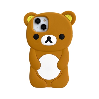 เคสซิลิโคนนิ่ม ลายการ์ตูนหมีริลัคคุมะ 3D สําหรับ iPhone 14 13 12 11 Pro XS Max XR X SE 6 7 8 Plus