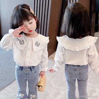 Baju budak เสื้อเชิ้ต สไตล์ต่างประเทศ แฟชั่นฤดูใบไม้ผลิ และฤดูใบไม้ร่วง สําหรับเด็กผู้หญิง