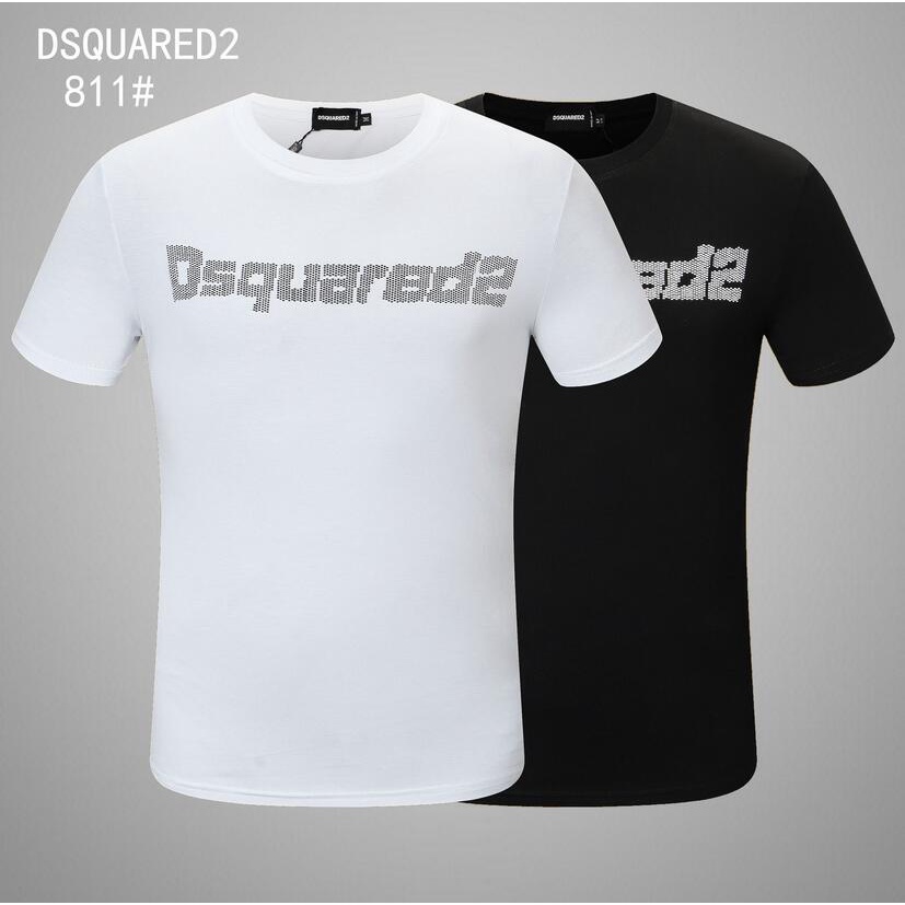 เสื้อเชิ้ต-dsquared2-ฤดูร้อนผู้ชายผู้หญิงพิมพ์จดหมายคอแขนสั้นถนนฮิปฮอปผ้าฝ้ายบริสุทธิ์เสื้อยืดที