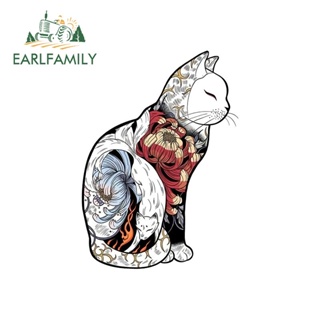 Earlfamily สติกเกอร์รอยสัก ลายการ์ตูนอนิเมะแมวญี่ปุ่น 13 ซม. x 9.3 ซม. สําหรับติดตกแต่งรถยนต์ หมวกกันน็อค แล็ปท็อป