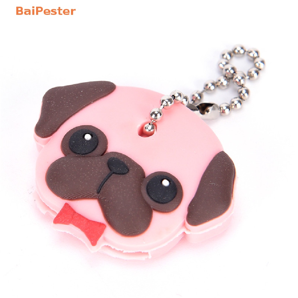 baipester-silicone-puppy-pug-cat-rabbit-key-cover-cap-keychain-key-ring-pvc-key-case-gift