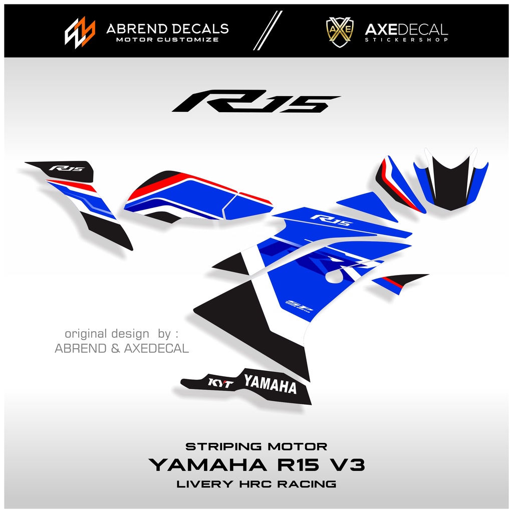 สติกเกอร์ติดตกแต่งรถจักรยานยนต์-yamaha-r15-v3-hrc-tri-color-racing-r15-v3