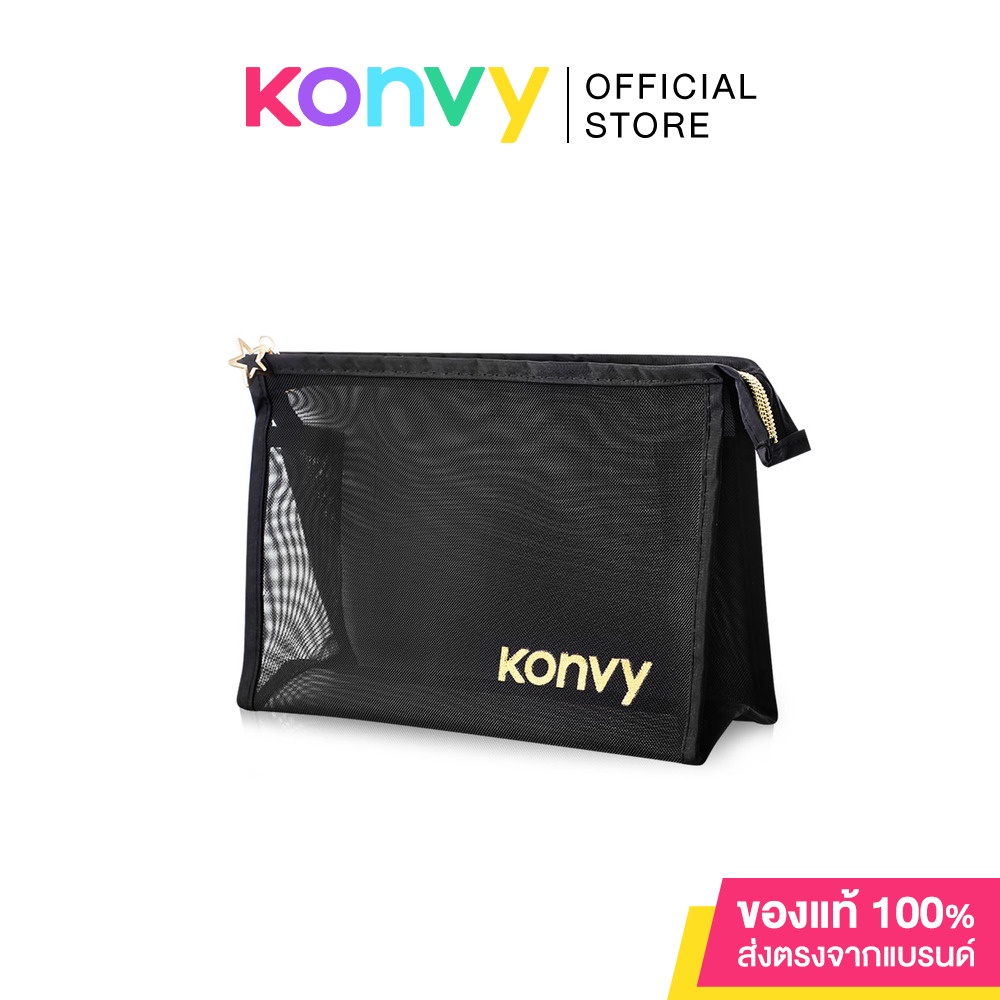 ภาพหน้าปกสินค้าKonvy Mesh Triangle Cosmetic Bag คอนวี่ กระเป๋าเครื่องสำอางแบบตาข่ายโปร่งใส สีดำ. จากร้าน konvy_officialshop บน Shopee