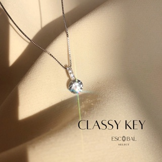 ESCOBAL✨Classy Key สร้อยคอเงินแท้ จี้เพชร สไตล์เกาหลี สร้อยคอแฟชั่น จี้สร้อยคอ สร้อยคอเงินแท้925 สร้อยเพชร สร้อยคอเกาหลี