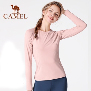 Camel เสื้อโยคะ แขนยาว ผ้าฟลีซ สําหรับผู้หญิง ใส่ไปยิม