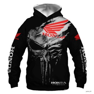 ใหม่ เสื้อกันหนาว เสื้อฮู้ดดี้ มีซิป พิมพ์ลาย Honda car wing Punisher 3D สไตล์ฮาราจูกุ สําหรับผู้ชาย 2021