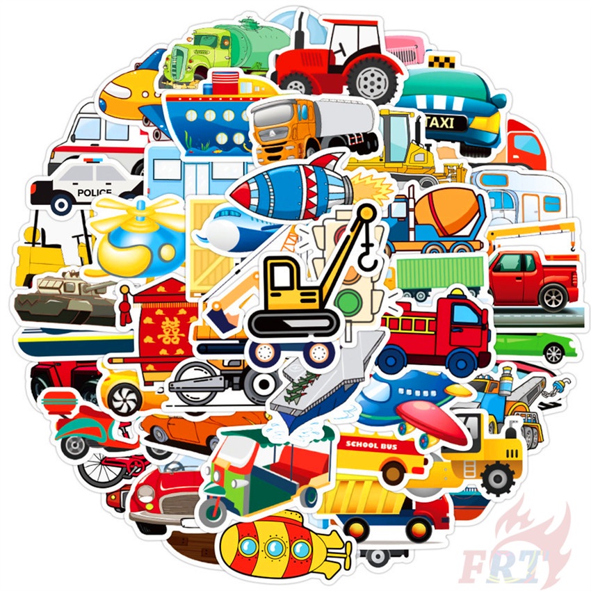 50Pcs/Set Vehicle Series 04 Cars Bus Truck Stickers DIY Fashion ...