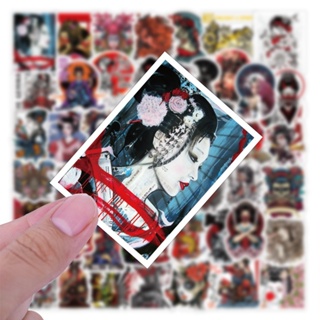 สินค้า พร้อมส่งJAPAN 浮世絵／うきよえดำขาว คาบูกิ 歌舞伎 สติกเกอร์  sticker 50 ชิ้น  สเก็ตบอร์ด DIY
