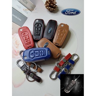 【Ready stock】ปลอกกุญแจรถยนต์หนังวัวแท้ 3 ปุ่มสําหรับ ford everest Ranger 3Button