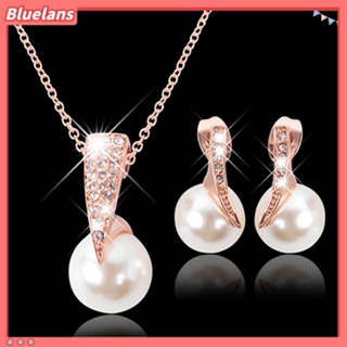 Wedding Bride Rose Gold Crystal Faux Pearl จี้พร้อมสร้อยคอ