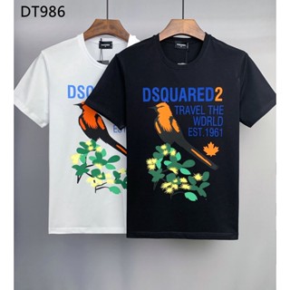 เสื้อยืดเด็กผช 2022 ใหม่ DSQUARED2 จดหมายพิมพ์ผู้หญิงผู้ชายคอกลมแขนสั้นถนนฮิปฮอปผ้าฝ้ายเสื้อยืดเสื้อยืด DT985