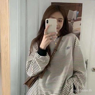 อเมริกันย้อนยุควิทยาลัยลมหลวมลายเสื้อยืดหญิงinsสไตล์เกาหลีลดอายุสไตล์ชิวๆเสื้อแขนยาวหวานเท่แฟชั่นฤดูใบไม้ร่วงSH2178